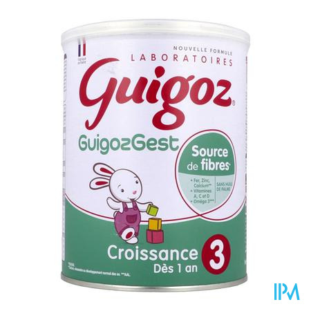 GUIGOZ GUIGOZGEST 3 Croissance 800g - Lait en Poudre pour Nourrissons de 1  à 3 Ans - Source de Fibres