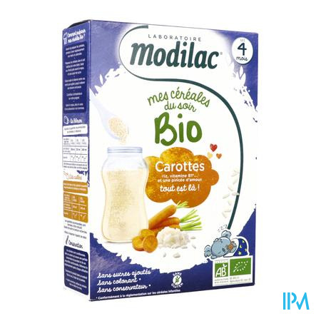 Modilac Cereales Bio Riz Carotte +6mois 250g - La Réponse Médicale