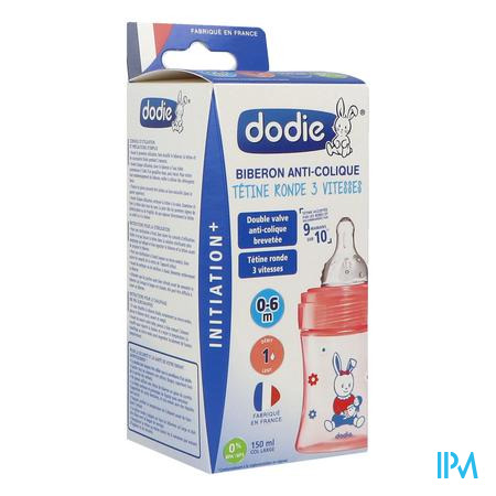 Dodie Initiation+ Biberon Anti-Colique Tétine Ronde 3 Vitesses