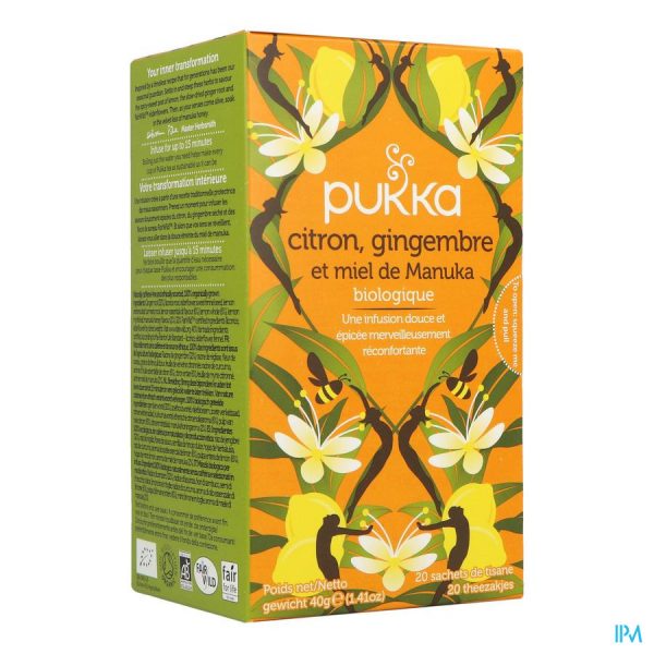 Pukka Infusion Citron Gingembre Miel De Manuka Bio Sachet 20 - La