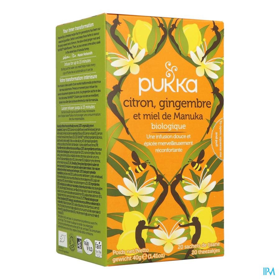 Pukka Infusion Citron Gingembre Miel De Manuka Bio Sachet 20 - La Réponse  Médicale